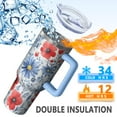 thumbnail image 5 of OBREWU Pioneer Flower Tumbler with Handle and Lid,Pioneer Flower 40oz Double Wall Vacuum Insulated Tumbler,Cups Gift for Women and Men, 5 of 7