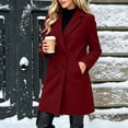 thumbnail image 2 of SuTry Women's Wool Coat, Double Breasted Notched Lapel Long Sleeve, Solid Color Slim Fit Mid Length Winter Overcoat, Everyday Business Casual Outerwear, 2 of 9