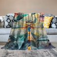 thumbnail image 2 of Orinice   Dragonfly  Blanket Throw Colorful Flowers Dragonfly Decor Throw Blanket,Wild Flower Insect Sherpa Blanket,Hand Drawn Animals  Blanket for Girls Women Adults Bed Touch 40x50in, 2 of 6