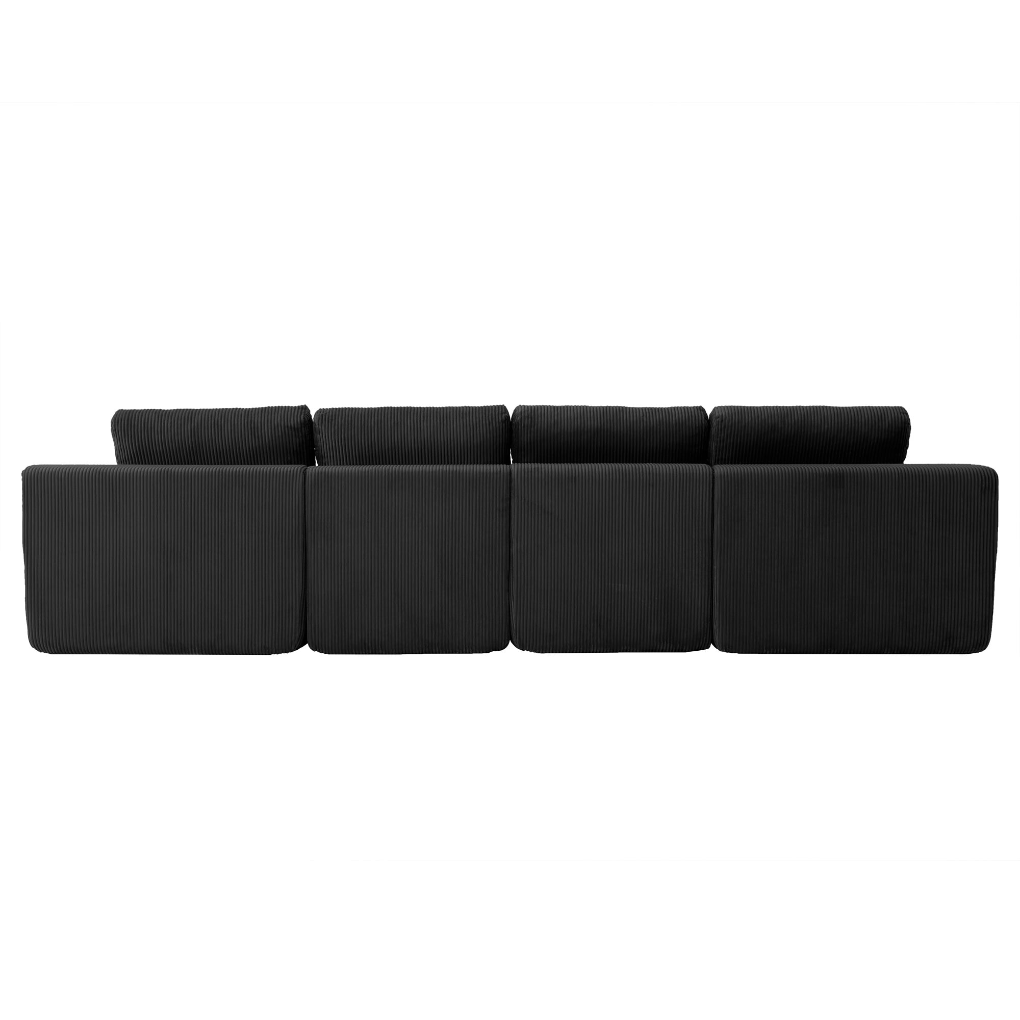 130" U-Shaped Boneless Modular Sectional Sofa with Chaise, 6 Pillows and Cup Holders