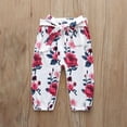 thumbnail image 5 of FINALGANG Baby Girl 3 Piece Outfit Set Solid Color Ruffle Long Sleeve Crewneck Bodysuit Rose Floral Print Pants Matching Headband Newborn Clothes Set For Daily Wear Classic Outfit, 5 of 8