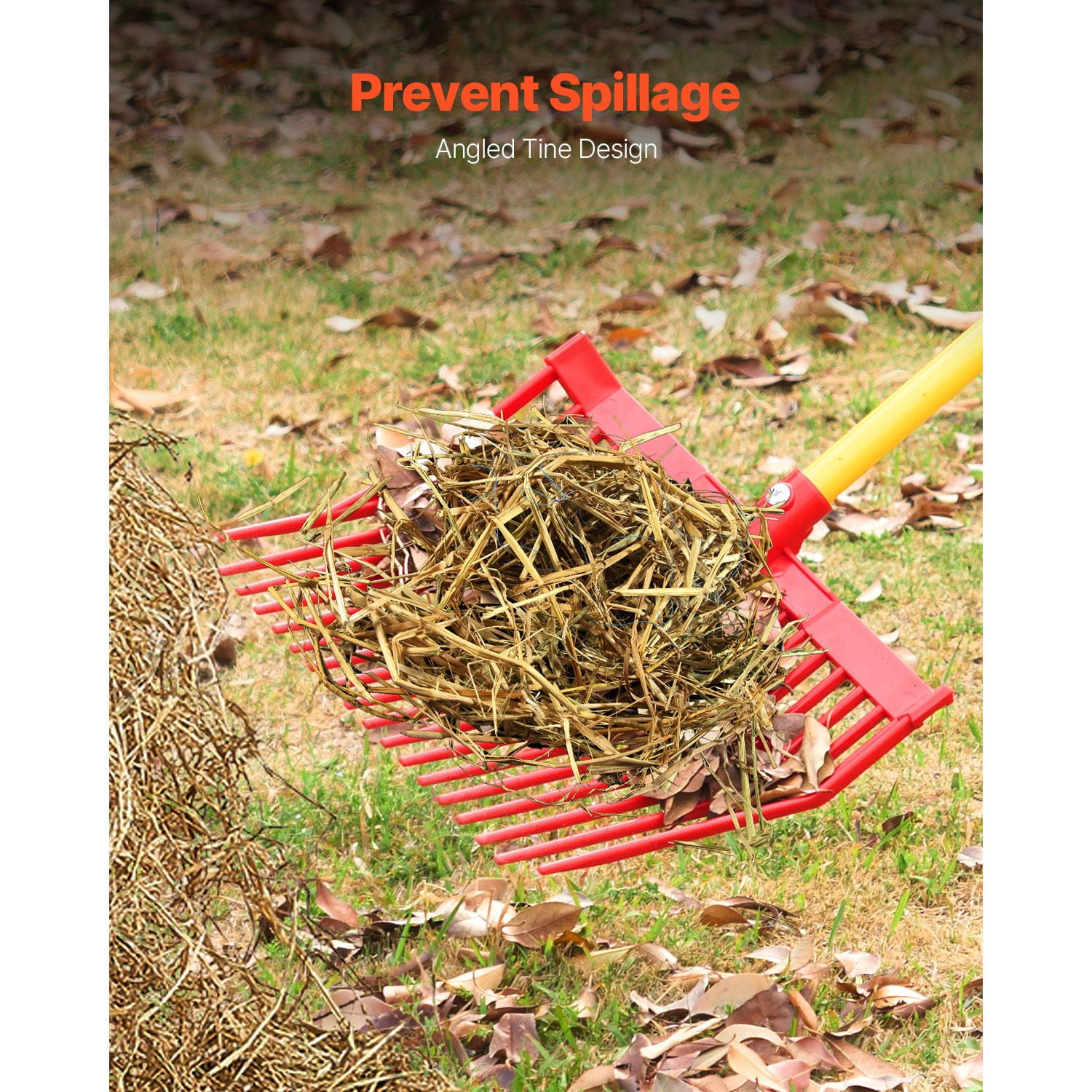 Manure Fork Replacement Heads 6-Pack, PP Plastic, 18 Tines, Side-Angled Tooth Design, for Hay Straw Manure Handling
