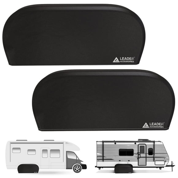 Leader Accessories Double Axle RV tire Cover Fits Diameter 27"-29", Dual Axle Wheel Covers for Camper, Truck, Trailer, Waterproof, 2pcs/Pack, Black