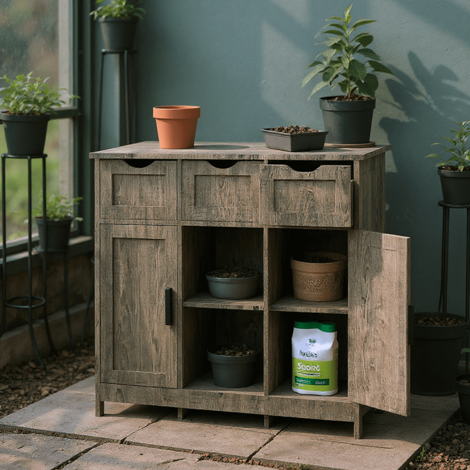 Homy Casa Gray Accent Storage Cabinet with Drawers and Shelves, for Living Room and Dining Room
