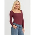 thumbnail image 5 of Jessica Simpson Women's and Women's Plus Aleera Ribbed Knit Top with Lace Trim, Sizes XS-4X, 5 of 6