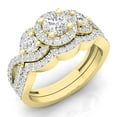 thumbnail image 1 of Dazzlingrock Collection 1.50 Carat (ctw) 14K Round Diamond Halo Bridal Engagement Ring Set 1 1/2 CT, Yellow Gold, Size 10, 1 of 4