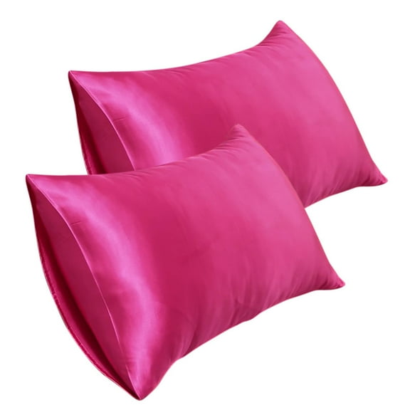 Paiwinds 20*30 Inch Satin Pillowcase, Imitation Silk Pillowcase (2pc) Hot Pink