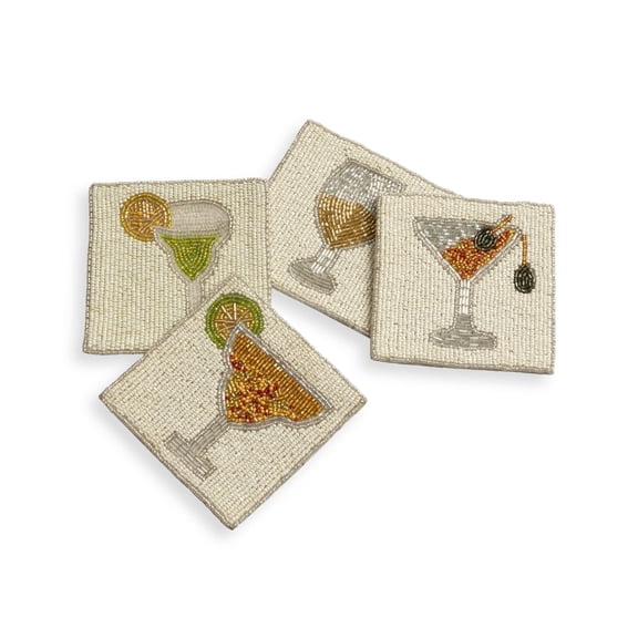 Folkulture Coasters Set of 4 for Drink, Coffee Bar Accessories, Table Décor