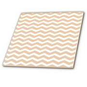 3dRose Beige and White Chevron Zig Zag Pattern aka salmon peach light brown skin color - Ceramic Tile, 4-inch