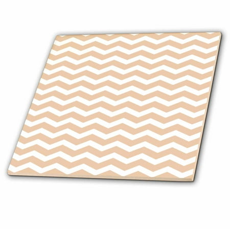 3dRose, Beige and White Chevron Zig Zag Pattern aka salmon peach light brown skin color, 4 Inch Ceramic Tile
