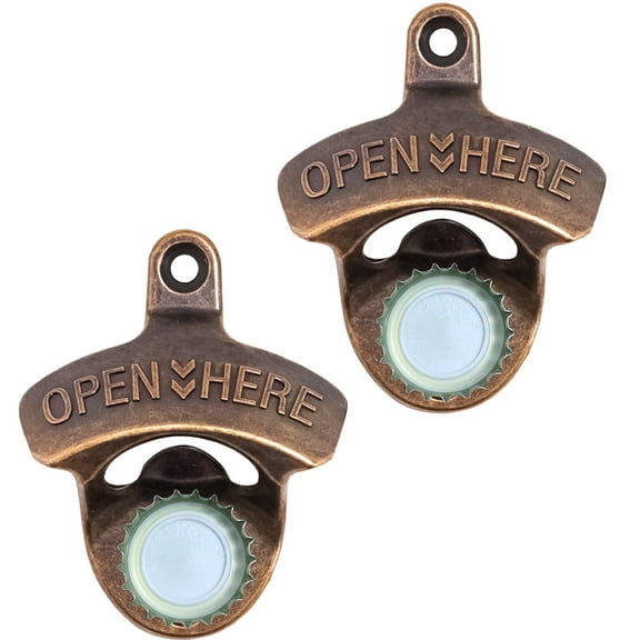 HAIICEN Magnetic Beer Bottle Opener Wall Mounted Vintage Bottle Cap Opener Post Mount for Boyfriend Husband Gifts (Pack of 2)