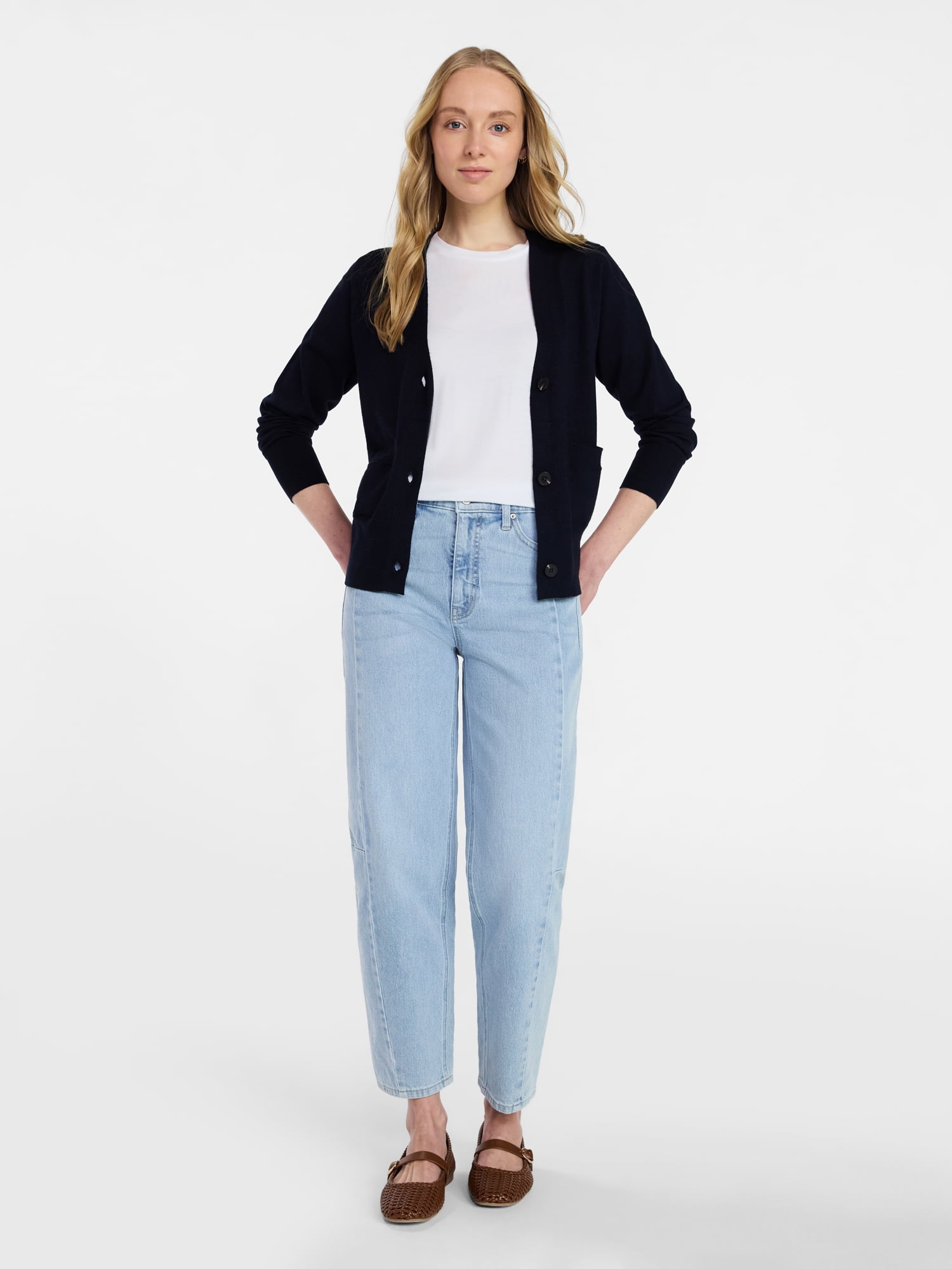Time and Tru Women's V-Neck Cardigan Sweater, Lightweight, Sizes XS-XXXL
