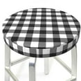 thumbnail image 3 of Bingfone Black White Plaid Padded Round Bar Stool Cover Cushion with Elastic Fabric Round Chair Seat - Black White Plaid, 3 of 7