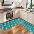thumbnail image 3 of Kitchen Rugs Sets Of 2,Teal Geometric Quatrefoil Pattern Anti Fatigue Kitchen Mat Rugs Non Slip Washable,Decorative Kitchen Floor Mats for Kitchen,Sink,Laundry,17"X47", 3 of 5
