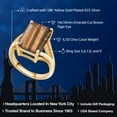 thumbnail image 2 of Gem Stone King 6.50 Ct Emerald Cut Brown Tiger Eye 18K Yellow Gold Plated Silver Ring, 2 of 6
