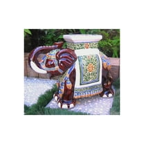 International Caravan Large Porcelain Elephant Stool - Colorful Asian Decor, Ceramic Seat 1 thumbnail image