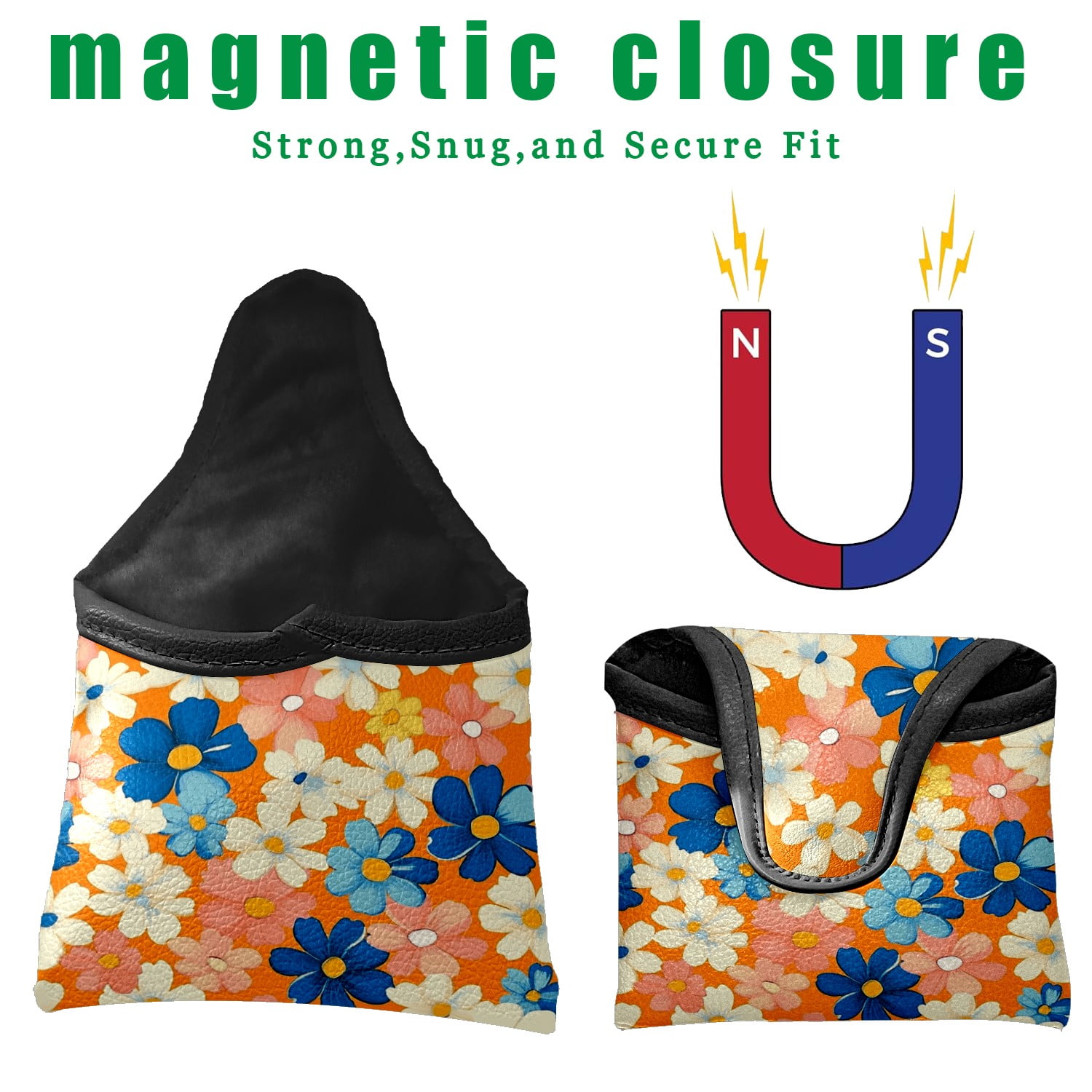 Golf Mallet Putter Cover Premium Leather Waterproof Golf Putter Head Cover with Magnetic Closure