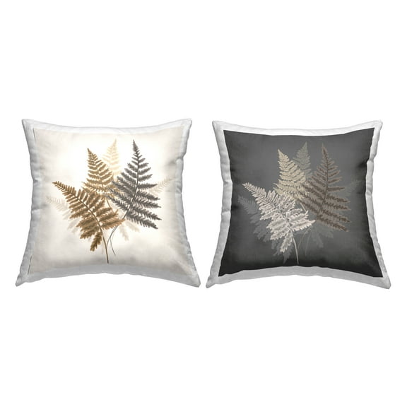 Stupell Industries Layered Rustic Fern Plants Beige Grey Multi-Color, 18 x 7 x 18, Decorative Pillows, (Set of 2)