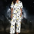 thumbnail image 5 of Womens Pajama Sets Halloween Silk Satshort Sleeve Button Up Top Shorts Comfortable Fall Winter Sleepwear Loungewear Nightwear Nightclothes Homewear, 5 of 7