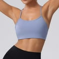 thumbnail image 5 of Xfvqtps Sports Bras for Women Cross Back Spaghetti Straps Backless Solid Color Breathable Yoga Bras Light Blue, 5 of 5