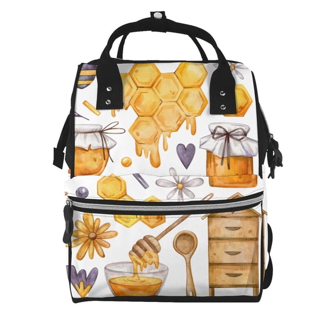 Easygdp Honey Bee Set para Bolsa de Bebé de Gran Capacidad con Múltiples Bolsillos, Bolsa de Pañales para Padres, Bolsa de Viaje Organizada y Elegante