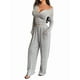 thumbnail image 1 of Conjuntos de Dos Piezas de Otoño para Mujer, Camiseta de Larga con Cuello en V y Pantalones Anchos, Conjuntos de Chándal Informal. Gris M, 1 of 9