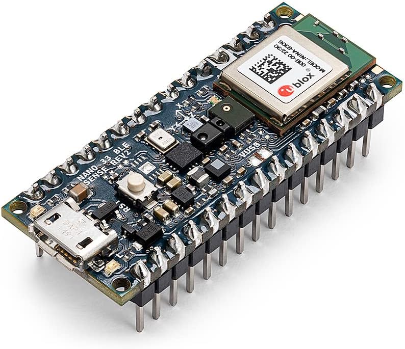 Arduino ABX00070 Nano 33 BLE Sense Rev2 w/ Headers, AI Microcontroller, Bluetooth, Wearables, Gesture & Voice Recognition