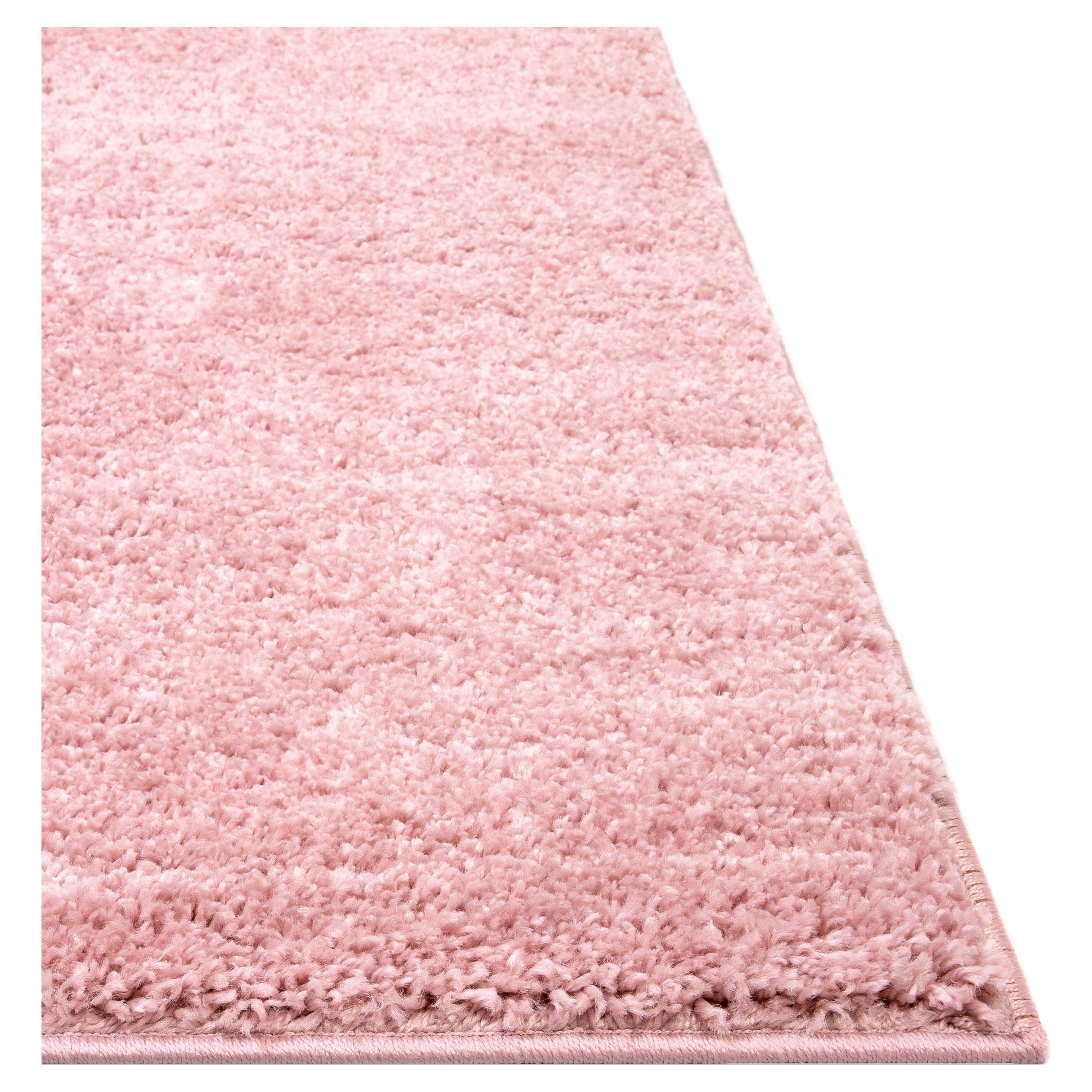 Well Woven Madison Shag Piper Pink Ethnic Modern Shag Solid Plain 3'11" x 5'3" Area Rug