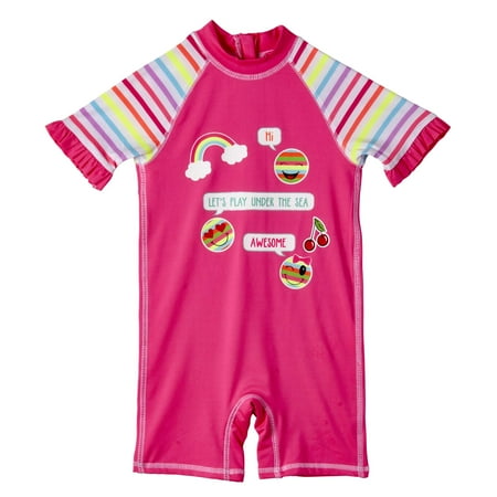 - Baby Girl One Piece Rashguard Swimsuit