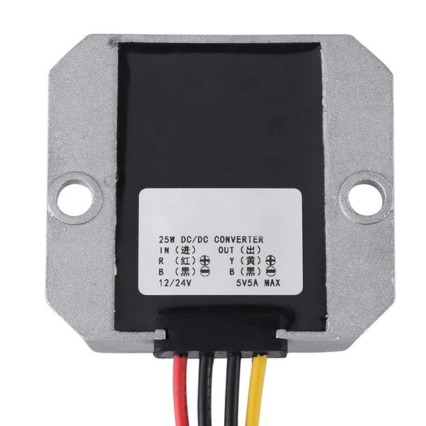 Convertidor De Voltaje CC 12V/24V A 5V 10A 50W - Regulador Impermeable, Con Protecciones, Para Proyectos Electrónicos