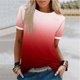 thumbnail image 2 of Blusas para las Mujeres Casual, Rayas Impresas Patchwork Manga Corta Cuello Redondo Top Hecho de 95% Poliéster 5% Spandex para el Verano, Tops Cortos para las Mujeres, 2 of 5