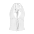 thumbnail image 7 of Halter Tops for Women Lace V Neck Tie Back Bow Front Slim Fitted Sleeveless Cropped Y2k Going out Tank Top, 7 of 7