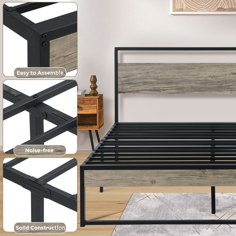 Sesslife Queen Size Platform Bed Heavy Duty Platform Bed Frame
