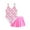 Pink, variant on BULLPIANO Girls Swimsuit Adjustable Straps One Piece Bathing Suit with Solid Color Cover Up Skirt Girls' Swimwear 7-12 Years