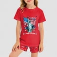 thumbnail image 3 of HCNTES Toddler Baby Boy Girl Outfit USA Flag Embroidery Knit Short Sleeve T Shirt Tops And Shorts Set Kids 1T 2T 3T 4T 5T 6T 7T 8T 9T Independence Day Clothes(H03-Red,7-8 Years), 3 of 7
