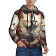 thumbnail image 2 of Pofeuu Flower Cat Couple Print Mens Casual Hooded Collar Drawstring Hoodies Pullover Sweatshirts Casual Long Sleeve Shirts-XX-Large, 2 of 7