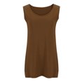 thumbnail image 6 of Fartey Plus Size Tank Tops for Women 2025 Summer Scoop Neck Camis Top Loose Casual Sleeveless Shirts Fashion Solid Color Beach Vacation Tanks Brown XXL, 6 of 8