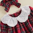 thumbnail image 6 of Cjfdfy Newborn Baby Girl Christmas Romper Plaid Print Long Sleeve Ruffle Lace Collar Romper With Headband Infant Cute My First Christmas Fall Winter Outfits 0-18M, 6 of 9