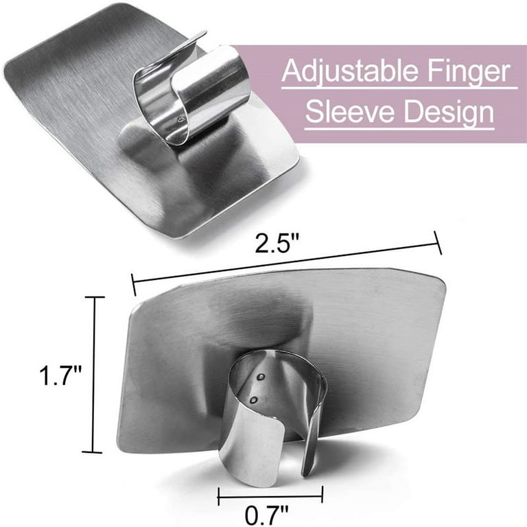 Finger Guard Cutting Protector, Stainless Steel Finger Shield Protector  Adjustable Kitchen Safe Slice Tool Peeling Bean Nut Shells, Avoid Hurting  When
