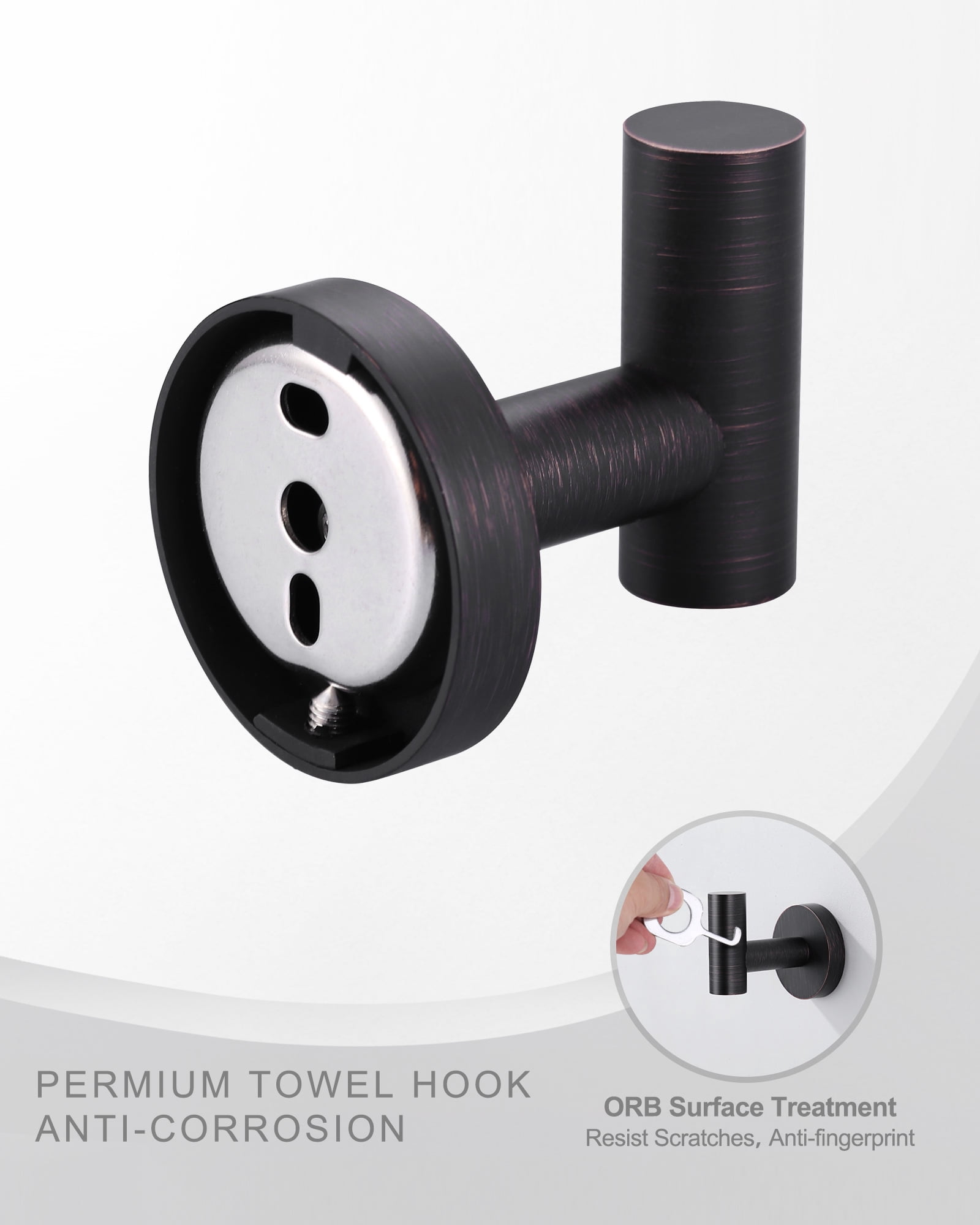 Wowow J-Hook Wall Mounted Bathroom Oil Rubbed Bronze Robe/Towel Hook in Stainless Steel (4-Pack)