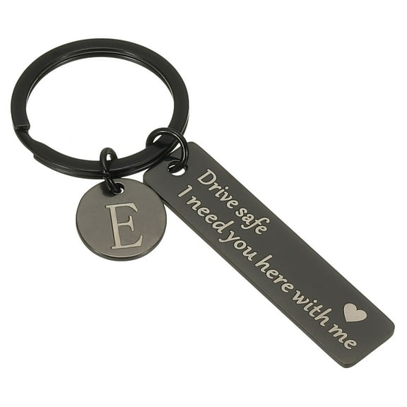 Uxcell Drive Safe Keychain, 1 Set Letter E Keychain I Need You Here with Me Custom Keychain with Gift Box