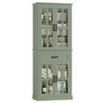 thumbnail image 4 of Homfa 71" Tall Bathroom Cabinet with Glass Doors, Freestanding Linen Cabinet with Drawer & Adjustable Shelves, Green, 4 of 7