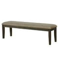 thumbnail image 3 of Transitional Modern Style Espresso Frame 1pc Bench Padded Seat Back Nailhead Trim Warm Gray Fabric, 3 of 7