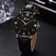 thumbnail image 4 of Reloj unisex para hombres y mujeres Reloj de pulsera con esfera de vidrio redondo y correa de PU de cuarzo (Negro, oro negro), 4 of 7