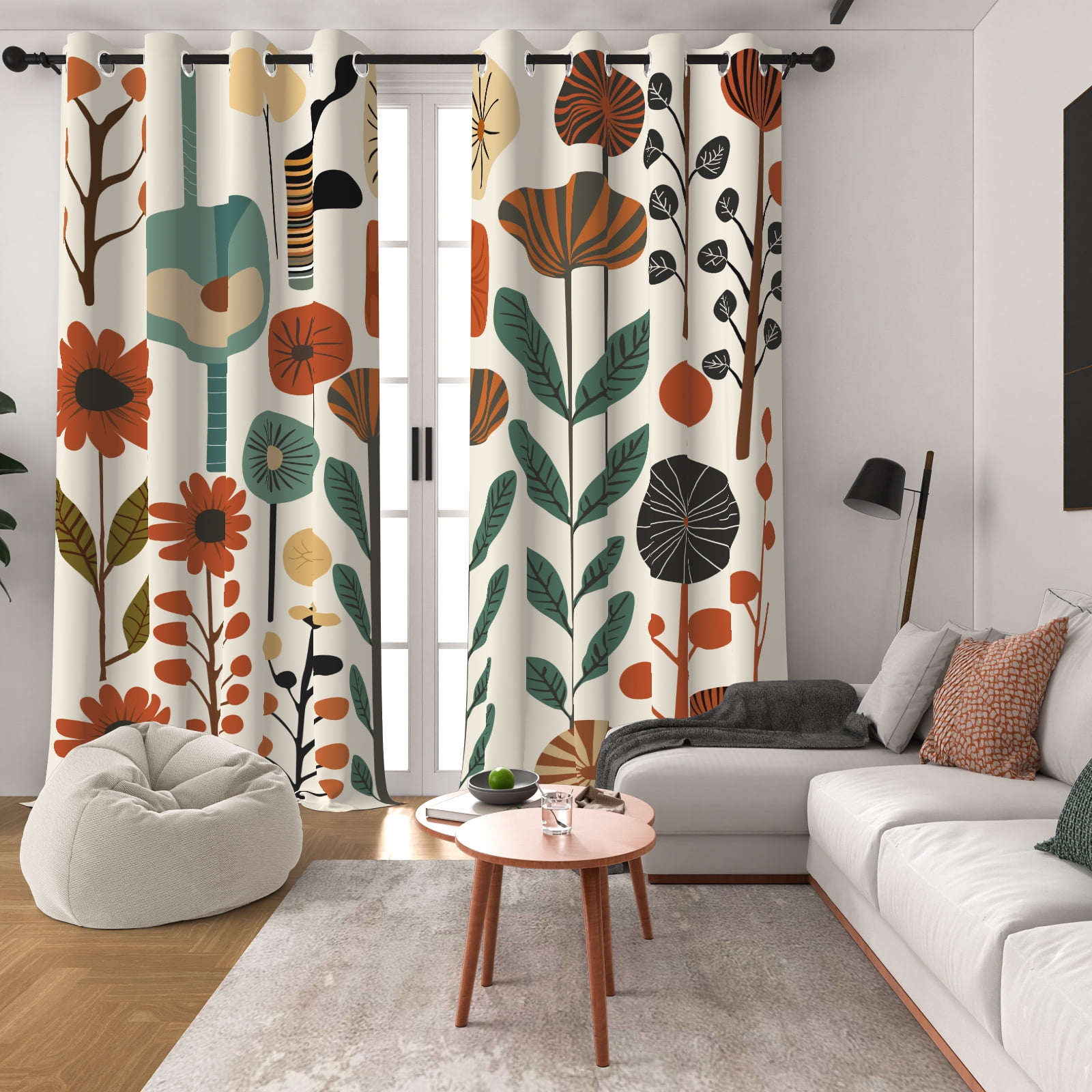 Lfeey Blackout Curtains Abstract Boho Mid Century, Modern Geometric Curtains for Bedroom Living Room, W52x84L, 2 Panels