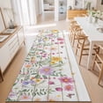 thumbnail image 3 of Hallway Runner Rug 2'x6', Spring Flowers Kitchen Runner Rugs Non-Slip Carpet Mats, Botanical Floral Butterfly Wooden Grain Bedside Rugs Runners Washable Floor Carpet for Bathroom Laundry Room, 3 of 8
