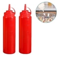 thumbnail image 1 of Leak-free Set Of 2 Durable Clear Food Dispenser Squeeze Squirt Bottle Griddle Accessory With Cap For Sauces, Oil, Condiments, 1 of 5