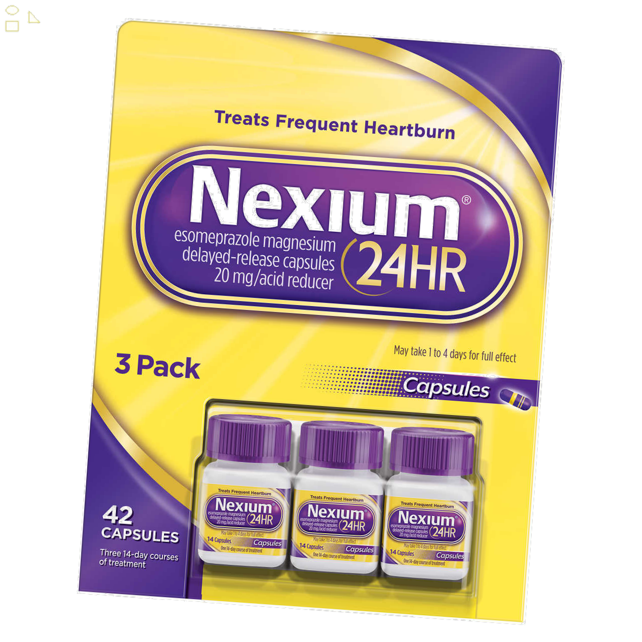 Nexium 24HR Acid Reducer 20 Mg., 42 Capsules All Day, All Night