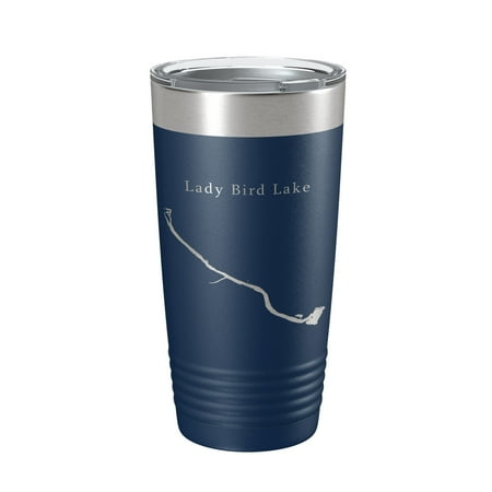 

Lady Bird Lake Map Tumbler Travel Mug Insulated Laser Engraved Coffee Cup Austin Texas 20 oz Navy Blue