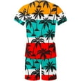 thumbnail image 4 of Edvintorg Plus Size Outfits for Men Hawaiian Print Short Sleeves Casual Beach Short Sleeve Shirts and Shorts Sets 2 Piece Outfits for Men Summer Yellow M, 4 of 5